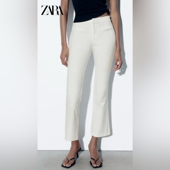 Zara Pants - ZARA High Waisted Oyster White Flare Pants | Size: L
